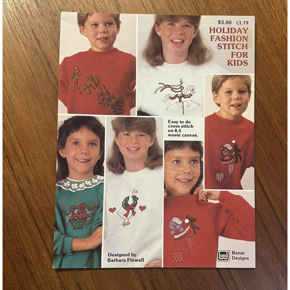 Holiday Fashion For Kids Waste Canvas Cross Stitch 1987 Finwall Goose Teddy
